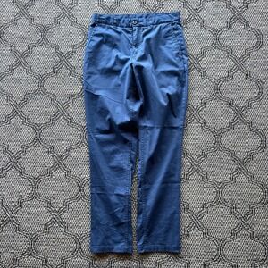 Roots Pants Mens 32 Blue Cotton Blend Stretch Flat Front Casual Chino Light
